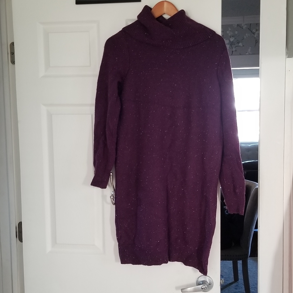 Cowl neck sweater dress